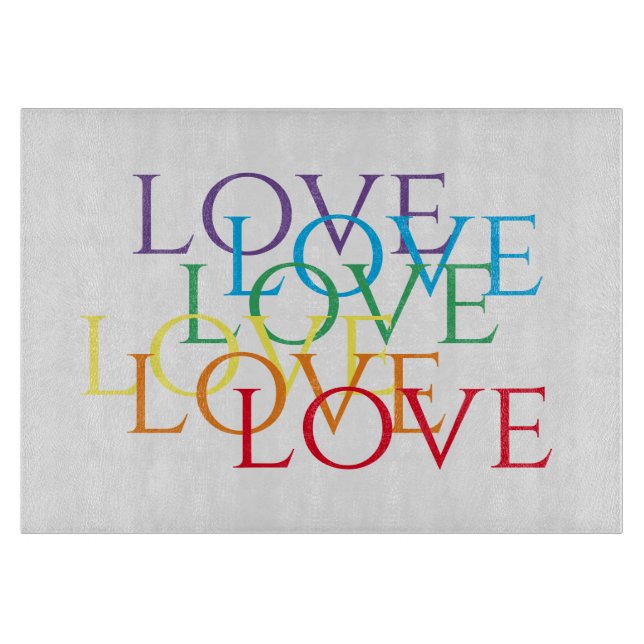 RAINBOW LOVE 11x8 Glass Cutting Board (Front)