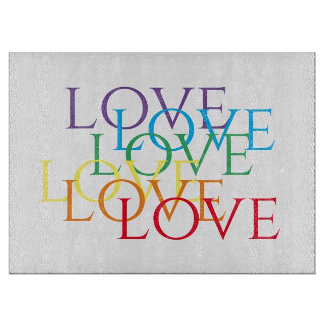 RAINBOW LOVE 15x11 Glass Cutting Board (Front)