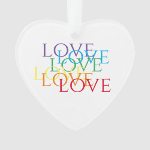RAINBOW LOVE Acrylic Heart Ornament 