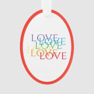RAINBOW LOVE Acrylic Oval Ornament - Red