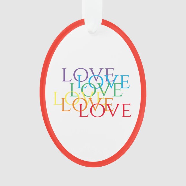 RAINBOW LOVE Acrylic Oval Ornament - Red (Front)