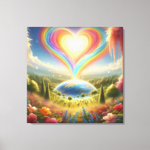 Rainbow Love All Over The World on a Wall Canvas Print