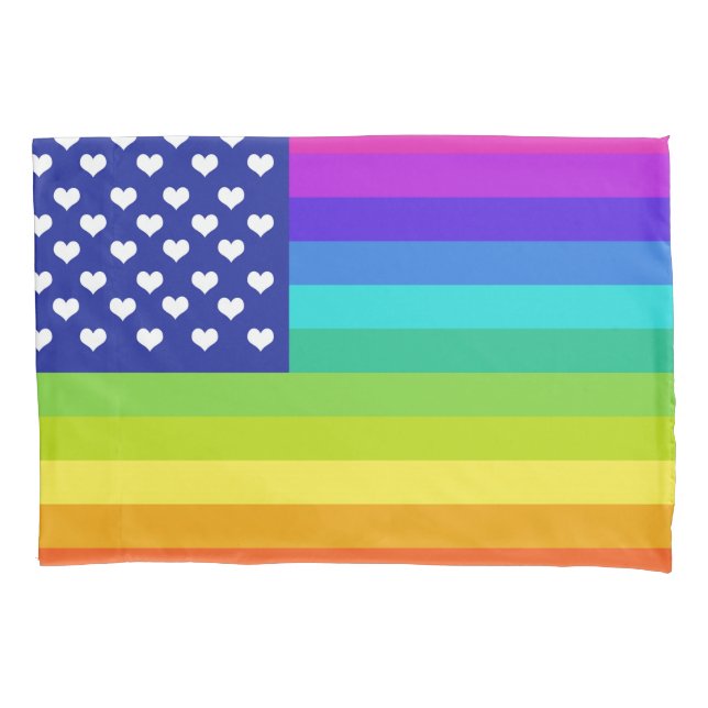 Rainbow Love American Flag Pillowcase (Front)
