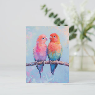 Rainbow Love Birds Postcard