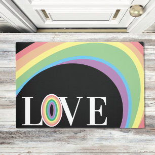 RAINBOW LOVE  black white Bath Mat