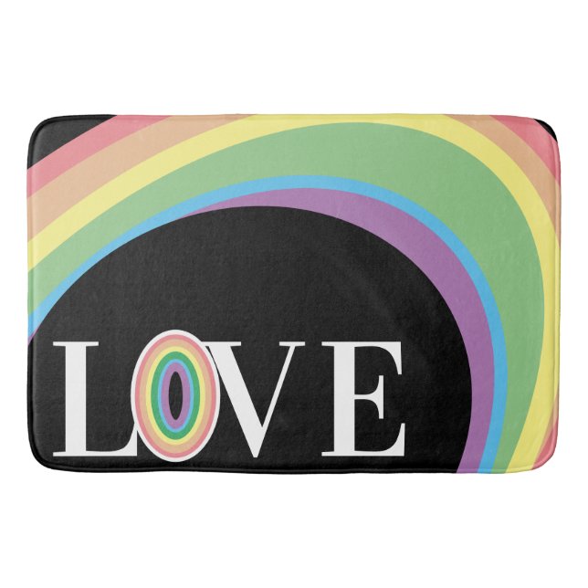 RAINBOW LOVE  black white Bath Mat (Front)