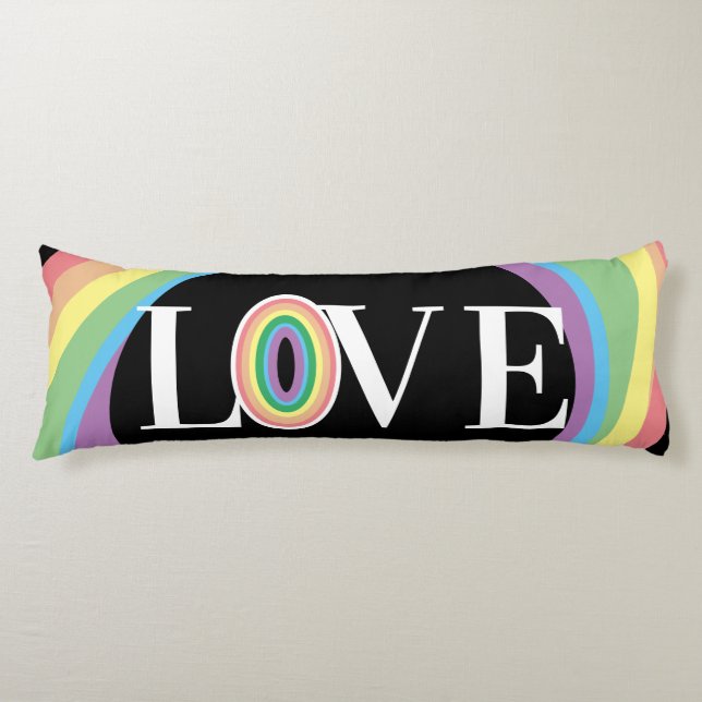 RAINBOW LOVE  black white Body Cushion (Front)