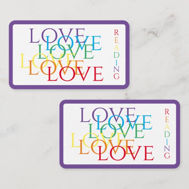 RAINBOW LOVE Bookmark - 3.5x2 Card / Purple (Front/Back)