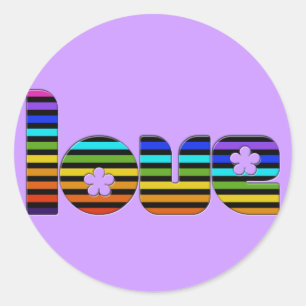 rainbow love classic round sticker