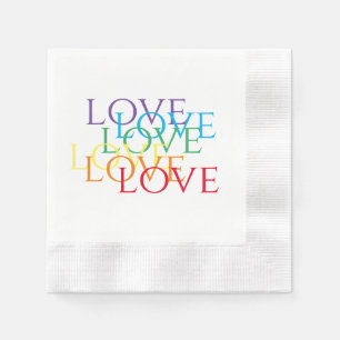 RAINBOW LOVE Coined Cocktail Paper Napkins