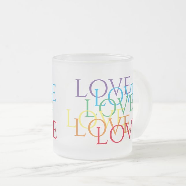 RAINBOW LOVE Frosted Glass Mug (Front Right)