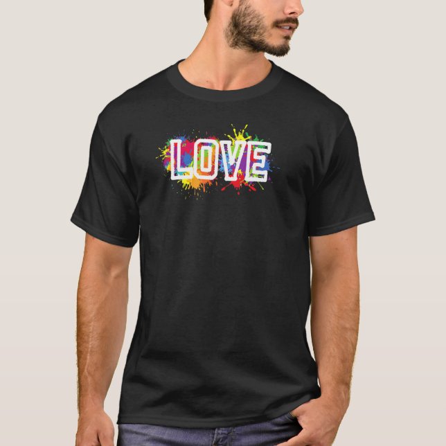 Rainbow Love Graphic Design T-Shirt (Front)