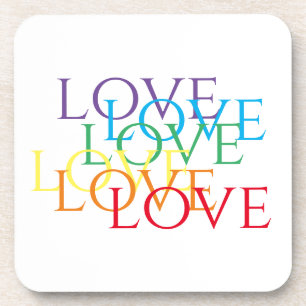 RAINBOW LOVE Hard Plastic Coasters