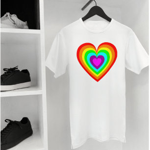 Rainbow Love Heart Design T-Shirt