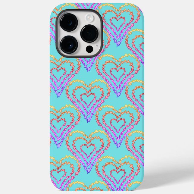 Rainbow Love Heart Pattern Over Light Teal    Case-Mate iPhone Case (Back)