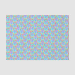Rainbow Love Heart Pattern Over Light Teal Tissue Paper