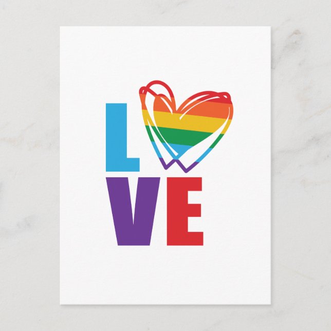 Rainbow Love Heart Postcard (Front)