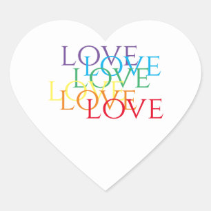 RAINBOW LOVE Heart Stickers 
