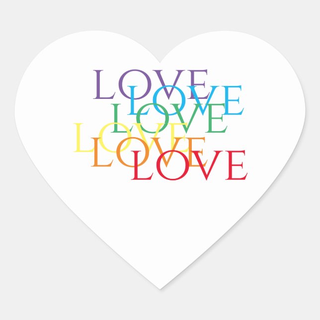 RAINBOW LOVE Heart Stickers  (Front)