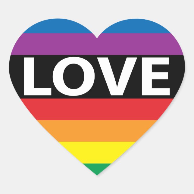 Rainbow Love Heart stickers, LBGT Sticker (Front)