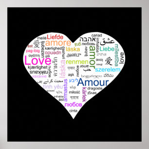 Rainbow Love Heart Typography Poster