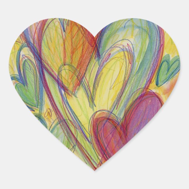 Rainbow Love Hearts Art Custom Decal Stickers (Front)