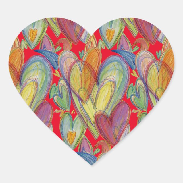 Rainbow Love Hearts Art Custom Sticker Decals (Front)