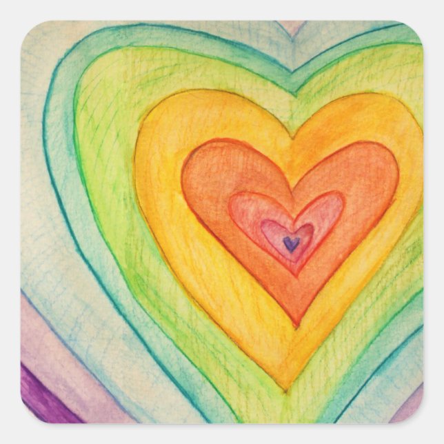 Rainbow Love Hearts Art Custom Sticker Decals (Front)