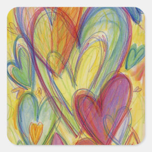 Rainbow Love Hearts Art Custom Sticker Decals