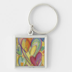 Rainbow Love Hearts Art Inspirational Keychain