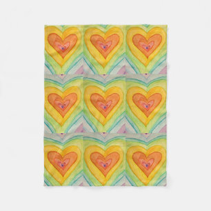 Rainbow Love Hearts Cosy Fleece Throw Blanket