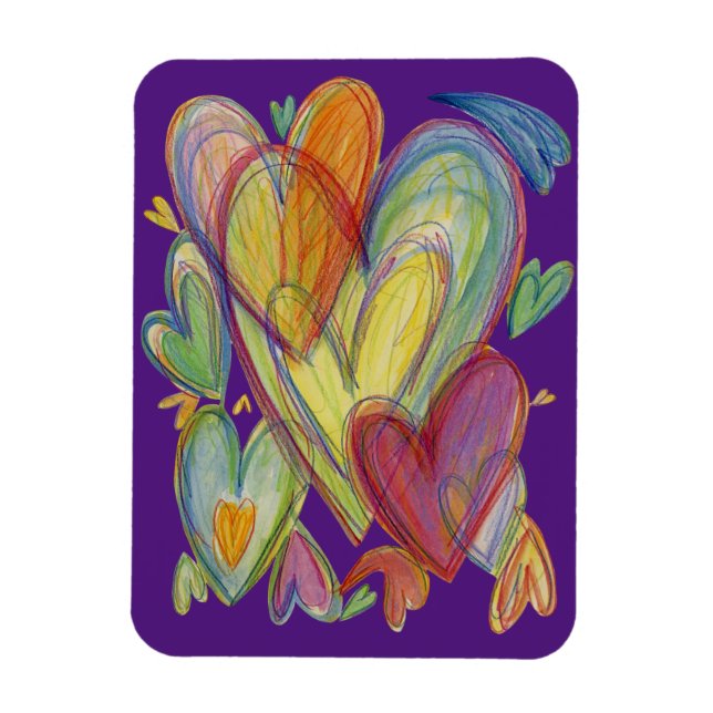 Rainbow Love Hearts Inspirational Fridge Magnets (Vertical)