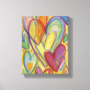 Rainbow Love Hearts Painting Canvas Art Print