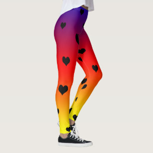 Rainbow Love Hearts, Pattern Ladies Leggings