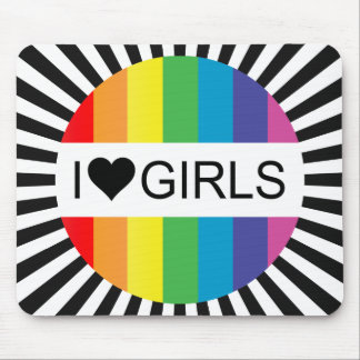 rainbow love. i heart girls. mouse mat