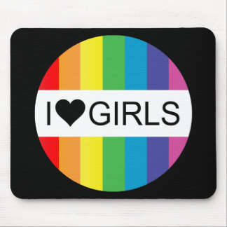 rainbow love. i heart girls. mouse mat