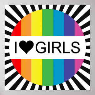 rainbow love. i heart girls. poster