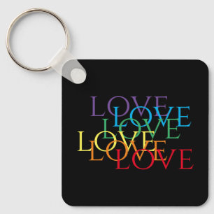 RAINBOW LOVE II Aluminium Square Keychain