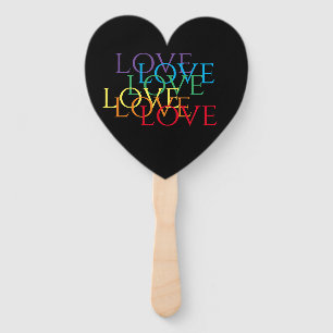 RAINBOW LOVE II Heart Shape Hand Fan
