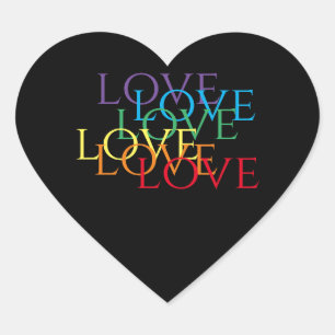 RAINBOW LOVE II Heart Stickers