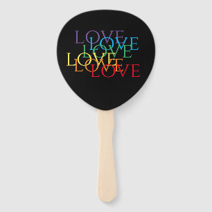 RAINBOW LOVE II Paddle Shape Hand Fan