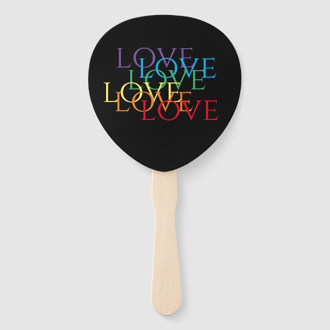 RAINBOW LOVE II Paddle Shape Hand Fan (Front)