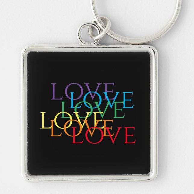 RAINBOW LOVE II Premium Square Keychain (Front)