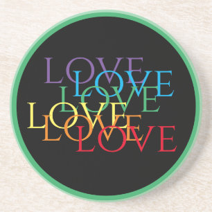 RAINBOW LOVE II Sandstone Coaster / Green