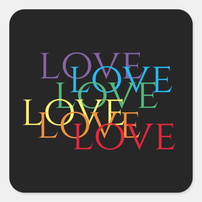 RAINBOW LOVE II Small Square Stickers  (Front)