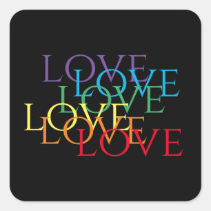 RAINBOW LOVE II Small Square Stickers