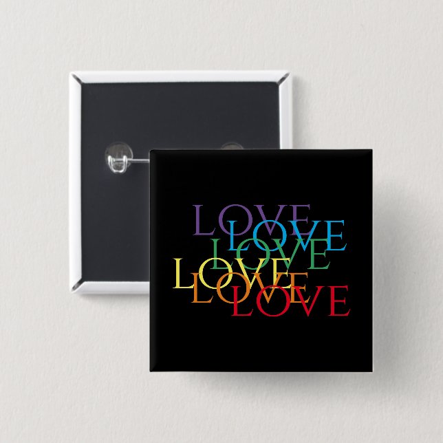 RAINBOW LOVE II Square Pin Button  (Front & Back)
