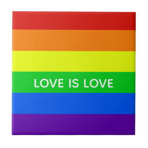 Rainbow Love is Love Colourful LGBTQ Gay Pride Tile