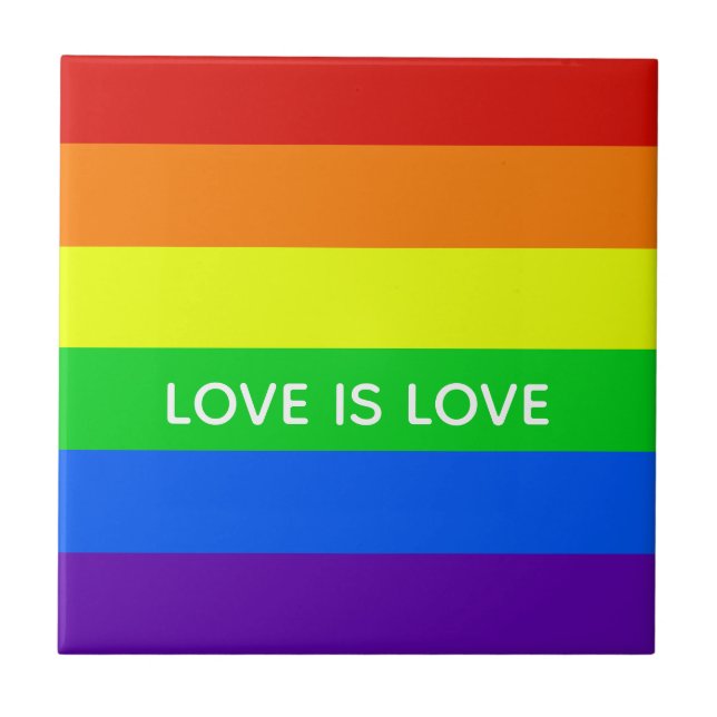 Rainbow Love is Love Colourful LGBTQ Gay Pride Tile (Front)