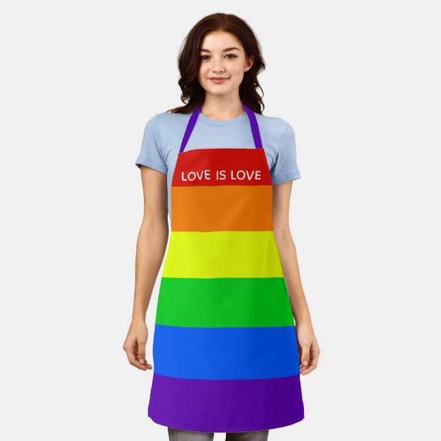 Rainbow Love is Love Gay Pride LGBTQ Beautiful Apron (Worn)